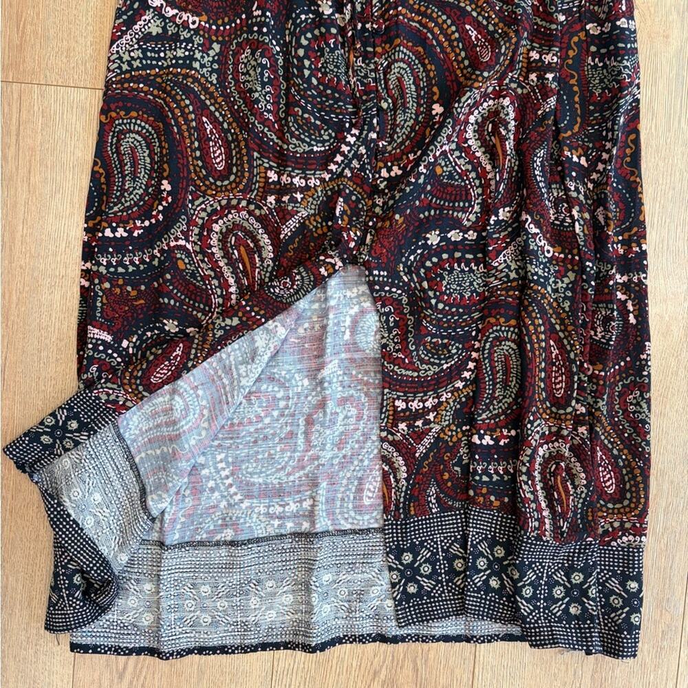Knox Rose Boho Paisley Midi Dress Navy Red Floral Print Button Front Small - Picture 10 of 10